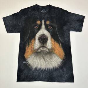 The Mountain Shirt Mens Size Medium Black Big Face Bernese Dog Animal Tee